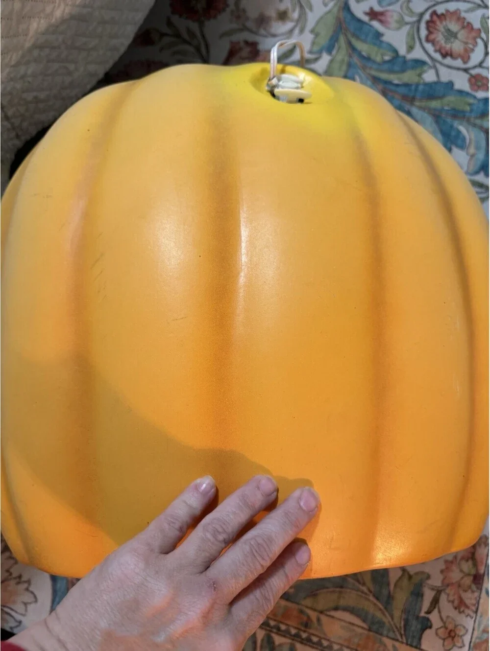Large Vintage Pumpkin Blow Mold 20” Plastic Light-Up Jack-o-Lantern 1990s